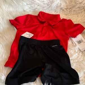 Nike Red Polo and Black Shorts Combo